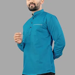 sopani Men Solid Cotton Blend Straight Kurta image 3