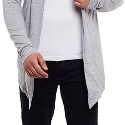 glampanda Men Kimono Style Full Sleeve Grey Shrug image 4