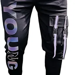 Men Striped Black Track Pants-image-25
