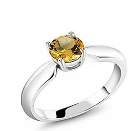 ratan bazaar Yellow Sapphire / Pukhraj RIng With Natural Yellow Sapphire Stone Stone Sapphire Silver Plated Ring-picture-22