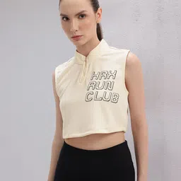 hrx by hrithik roshan Women Printed High Neck Polyester White T-Shirt-picture-23
