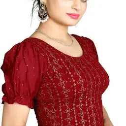 dhyaan textile Round Neck Women Blouse image 3