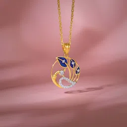 GIVA 18K Gold Pfau Diamond Pendant 18kt Yellow Gold Pendant-image-33