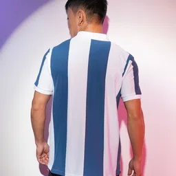 campus sutra Men Striped Polo Neck Polycotton Multicolor T-Shirt image 4