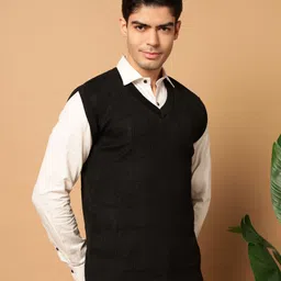 morkel Men Self Design V Neck Multicolor Sweater image 4