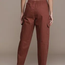 roadster Women Regular Fit Brown Cotton Blend Trousers image 3