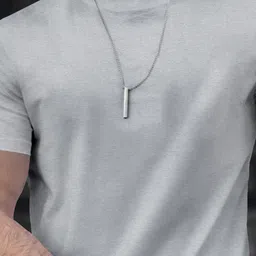 tripr Men Solid Round Neck Cotton Blend Grey T-Shirt image 3