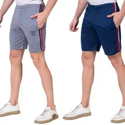 proxima Pack of 2 Color Block Men Grey, Blue Basic Shorts, Bermuda Shorts, Night Shorts, Running Shorts, Chino Shorts, Boxer Shorts image 1