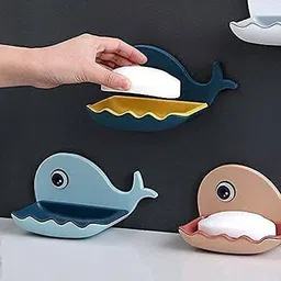 sjk Fish Shape Cute Adhesive Waterproof Wall Mounted Soap Dish(PACK OF 4) 1.302-picture-18