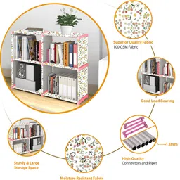 sbkx Carbon Steel Collapsible Bookshelf Space Saving 10-Shelf Book Rack Almirah Home Metal Open Book Shelf image 3