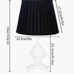 glowhere Farmhouse Matte Table Lamp, Black Frill Fabric Shade for Bedroom & Living Table Lamp image 3