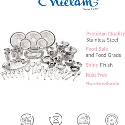 neelam Pack of 61 Stainless Steel Diamond Touch Dinner Set 24 Gauge Dinner Set image 5
