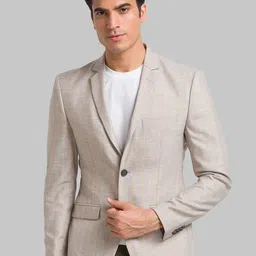 park avenue Men Checkered Single Breasted Casual Blazer-picture-23