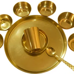 dhanvantari Pack of 10 Bronze Dinnerware | Ayurvedic Dinner Set | Handmade Kansa Thali Set | Royal Luxury Dinner Set-picture-42