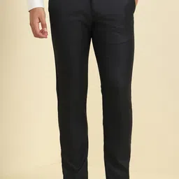 allen solly Men Slim Fit Black Polyester Trousers-picture-11