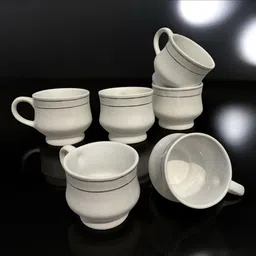 ganiska enterprises Pack of 6 Bone China white regular tea cup image 2