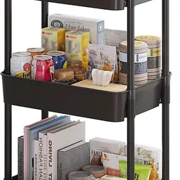 3 Tier Kitchen Rolling Utility Cart Multifunction Storage Organizer Lockable Carbon Steel Kitchen Trolley-image-73