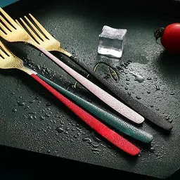 keshuenterprise Gold Dinner Fork 4 Pieces (black) Stainless Steel Dessert Fork Set image 3