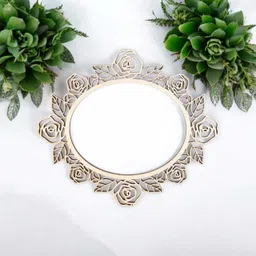 curious button Set of 2 Mirror Frame Ornament Frame Craft for DIY Hanging Wooden Cut-outs image 2