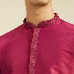 diwas by manyavar Men Solid Art Silk Straight Kurta image 3