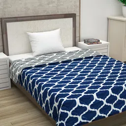 Divine Casa Navy Blue & White Set of 2 Mild Winter 110 GSM Single Bed Comforter image 2