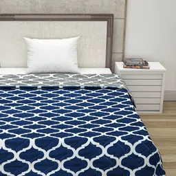 Divine Casa Navy Blue & White Set of 2 Mild Winter 110 GSM Single Bed Comforter image 4