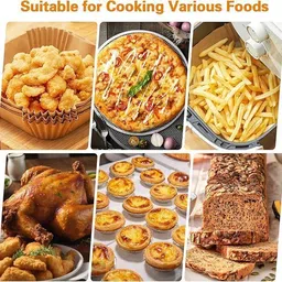 bazaarnest Pack Of 100 Keep Your Air Fryer Clean – Square Paper Tray Liners Airfryer Tray image 4