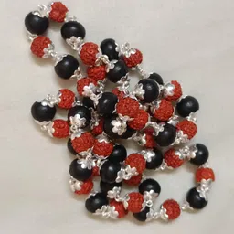 vibesle Raksha Rudraksha & Karungali Malai | Original 54 Beads Wood Necklace image 4