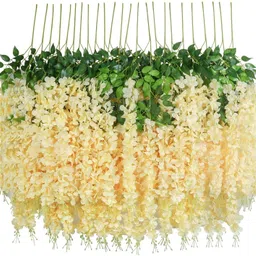 well art gallery Artificial Wisteria Vine(Set of 4,Peach)Wisteria garland for Home,wedding decor Multicolor Westeria Artificial Flower-picture-10