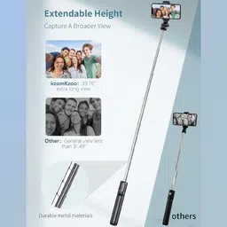 Action Pro Selfie Stick with Tripod Stand,3 in1 Multifunctional design, Selfie, Vlogging & Photo Shoot, Selfie stick with Bluetooth Remote Bluetooth Selfie Stick image 2
