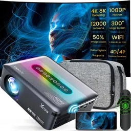 Toptro X1 1080p Native Resolution Projector for Home 4K Support, 5G WiFi BT (15000 lm / Wireless / Remote Controller) Portable Projector image 4