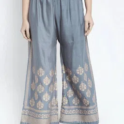 omayaa Women Comfort Fit Grey Viscose Rayon Trousers image 1