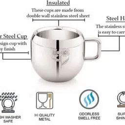 Pack of 6 Stainless Steel STOREeASY Pack of 6 Stainless Steel Double Wall (100 ml, Pack of 6) image 4