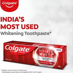 colgate Visible White Teeth Whitening, Protects Enamel,400g(100gX4)(Pack of 4,100g each) Toothpaste image 3