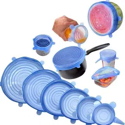 froxell store Microwave Safe Silicone Stretch 6 Pc Lids Flexible Covers for Utensils, Bowls K3 2.56 inch, 3.74 inch, 4.53 inch, 5.71 inch, 6.5 inch, 8.07 inch Lid Set-picture-45