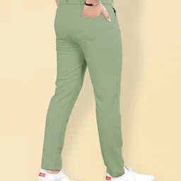 miramichi Men Regular Fit Light Green Lycra Blend Trousers image 4
