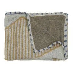 art india Mustard Cotton Geometric 67X48 Inches Throw image 4