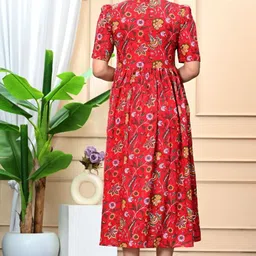 kddy clothing Women A-line Red Knee Length Dress image 2