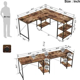 worldwood L Shape corner computer Desk Engineered Wood Study Table image 2