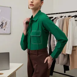 street9 Women Regular Fit Solid Casual Shirt image 4