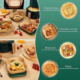 reenta Airfryer Papers Disposable, 100PCS Non-Stick Parchment Paper Airfryer Tray image 2