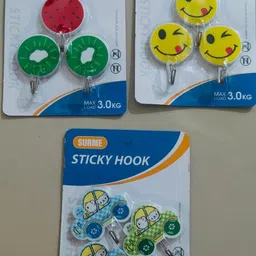 homiee Plastic Self Adhesive Wall Hooks - Fruit & Car Design (Pack of 2 (6 Hooks)) Hook 1 image 5