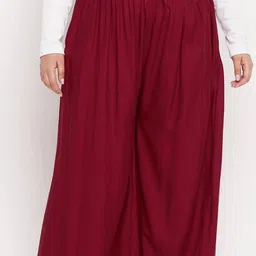 xaim edge Women Loose Fit Maroon Viscose Rayon Trousers-picture-11
