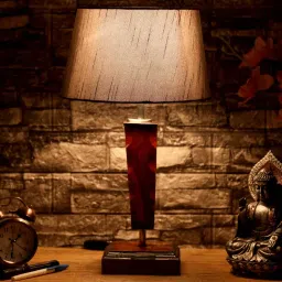Paola Grey Fabric Shade Night Lamp With Wood Base By BrightDaisy image 1
