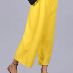 apqrs Women Regular Fit Yellow Viscose Rayon Trousers image 4