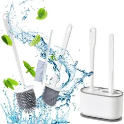 calldrishe 3 in 1 Toilet Brush Set Toilet Brush Cleaner Silicone Toilet Cleaning Brush with Holder image 2