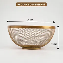 kuber industries Pack of 4 Multipurpose Mesh Fruit Basket For Dining Table | HW-14-GD | Gold Stainless Steel Fruit & Vegetable Basket image 3