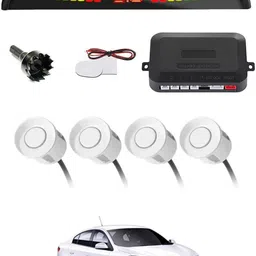 intenzo Universal 4 White Reverse Parking Sensor With LED Display For Cars-107 Safety of Passengers/Car One Alarm Kit-259 Parking Sensor-picture-44