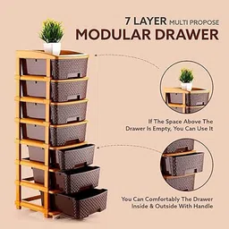 maxtid 7 Layer Brown Nakoda Plastic Cosmetic&Make-up Organizer Drawer Standing Cabinet Storage Box image 1
