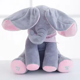 kidzkorner Musical Elephant Plush Toy with Moving Ears, Songs and Peek-A-Boo Toy - 25 cm image 3